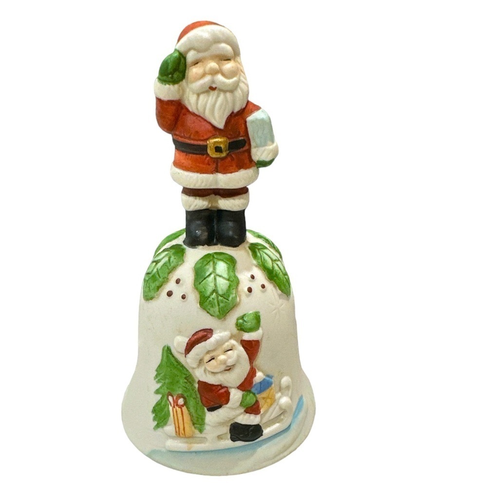 Vintage Christmas Ceramic Santa Claus Bell collectible 5.5" Interpur Made Taiwan